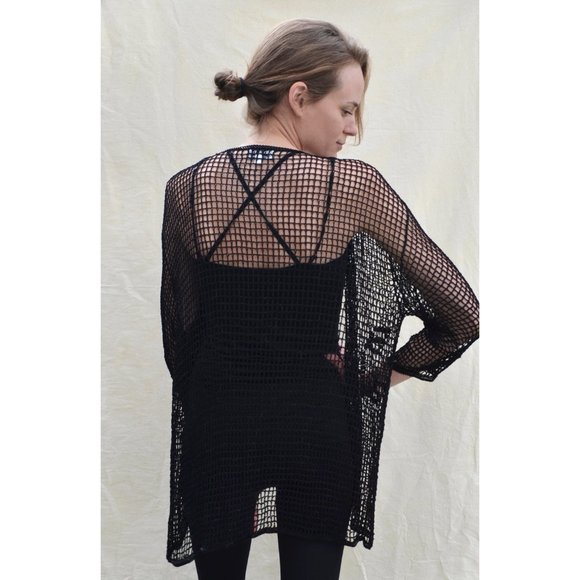 Lacy woven beaded vintage cardigan - Picture 3 of 7